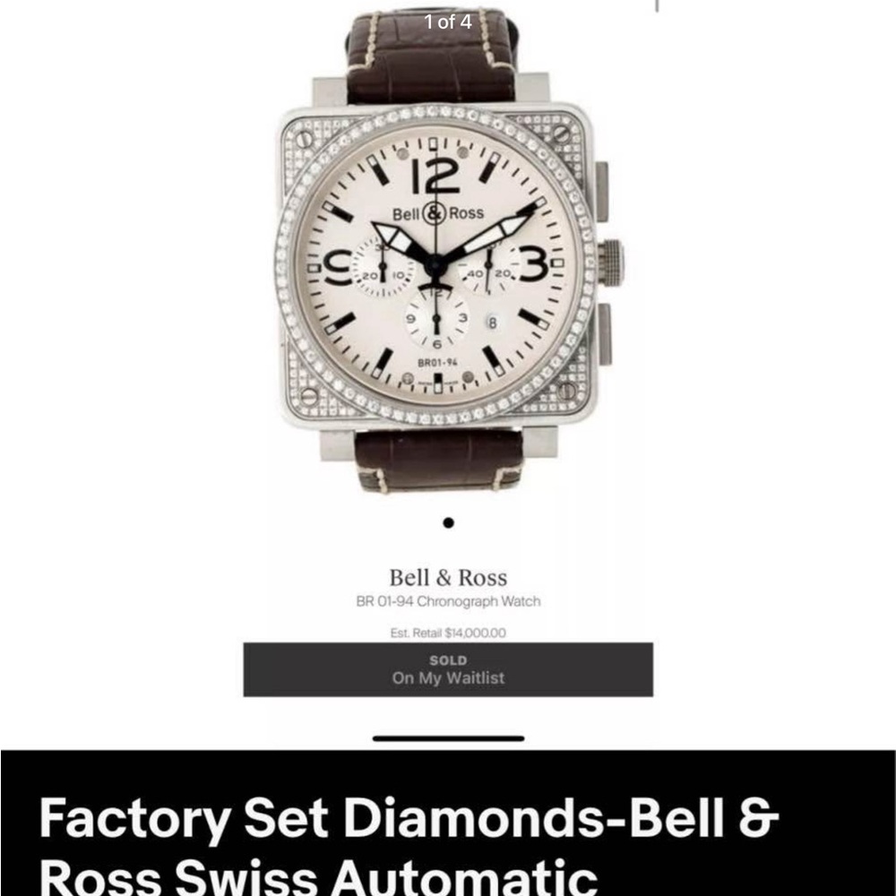 Bell & Ross Automatic Swiss chronograph with factory set diamonds. Msrp 15k